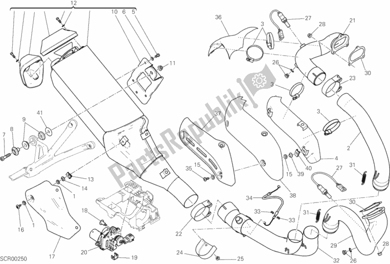 Todas as partes de Sistema De Exaustão do Ducati Monster 1200 S 2018